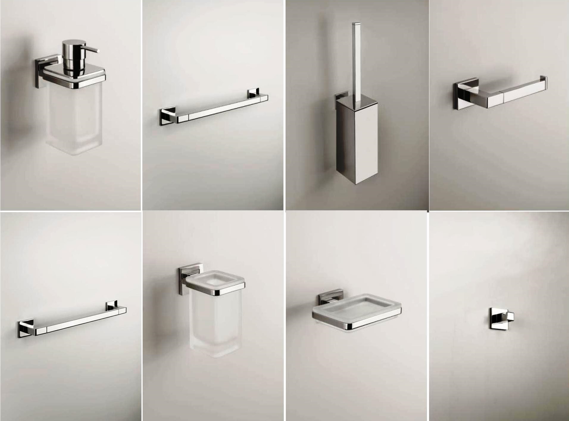 Serie accessori bagno 8 pezzi basic quadra - De Rosa Srl Serie accessori bagno 8 pezzi basic quadra - De Rosa Srl