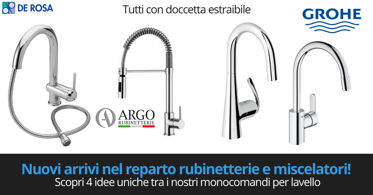 Monocomandi Miscelatori Per Lavello Con Doccetta De Rosa