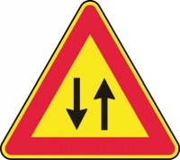 CARTELLO FERRO DOPPIO SENSO DI CIRCOLAZIONE  FIG.387