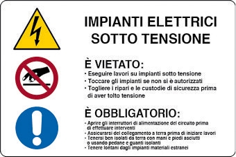 CARTELLO ALLUMINIO IMP.ELETTRICI IN TENSIONE 401200B