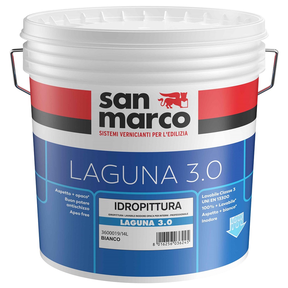 IDROPITTURA LAGUNA 3.0 BIANCO LT. 1          LAVABILE INODORE OPACA PER INTERNI