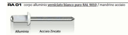 RIVETTI ALLUMINIO BIANCO 9010 4X12 CF.100PZ  TECFI