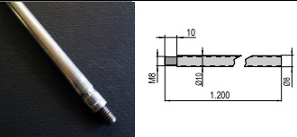 ASTA X PALETTI ZINCATA VUOTA D.10 MT.1,20    FIL.M8