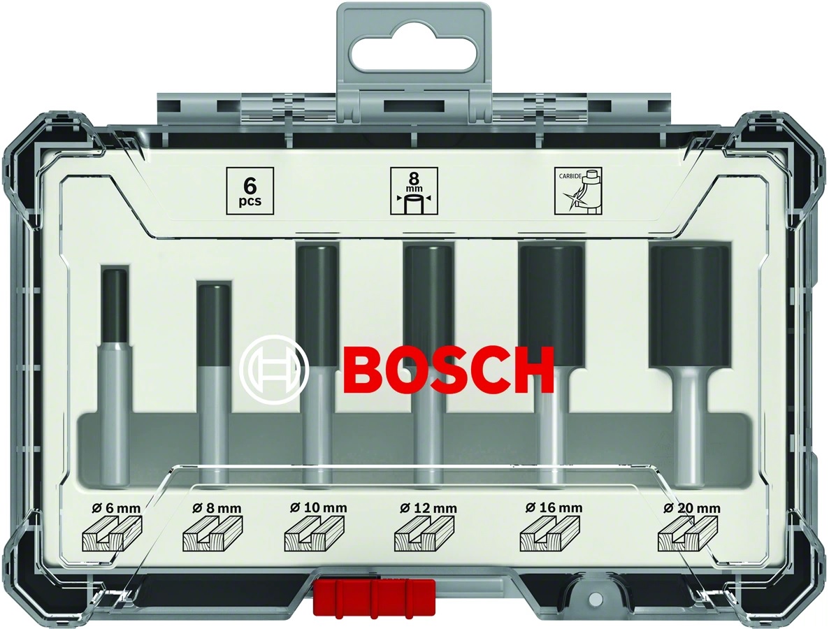 SET FRESA PER LEGNO 6PZ 2607017465 CON CODOLI3 DIAMETRI 6-8 MM ED 1/4