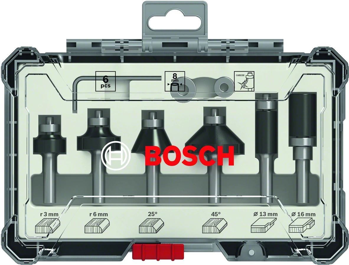 SET FRESA PER LEGNO 6PZ 2607017468 CON CODOLI3 DIAMETRI 6-8 MM ED 1/4