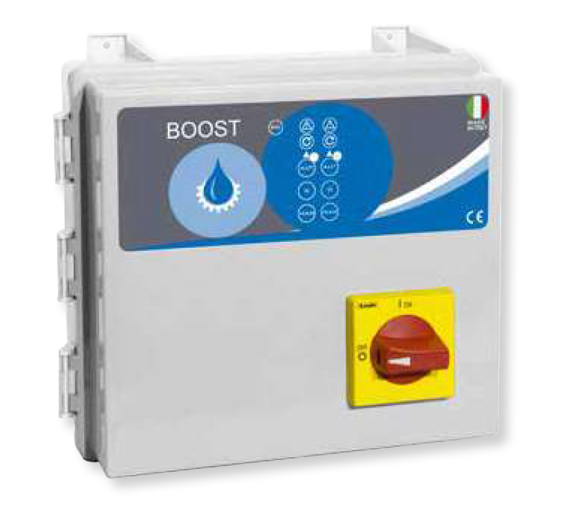 QUADRO BOOST 2 ELETTROPOMPE DA 0,75 A 10 HP  TRIFASE 400 KW DA 0,55 A 7,5 ATLANTIC