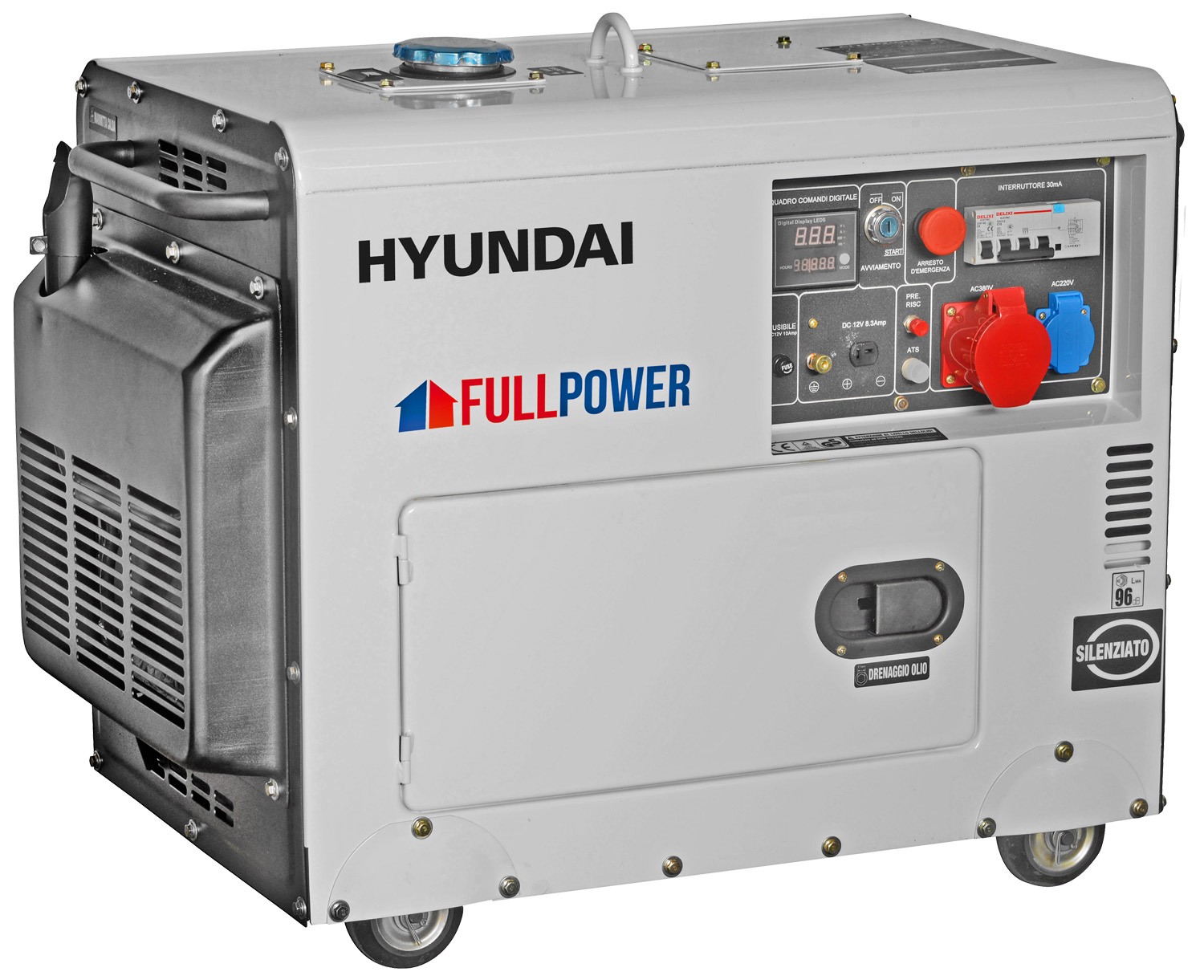 GRUPPO ELETTROGENO HYUNDAI DHY8500SET 6KW PM SIL.FULL POWER AVV.ELET.+KIT TRASPORTO 65230