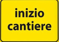 CARTELLO FERRO 40X60 AREA FINE CANTIERE      FONDO GIALLO SCRITTA NERA