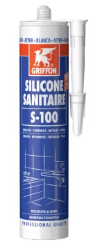 SILICONE GRIFFON S-100 BIANCO/TRASP SANITARI 300 ML PROFESSIONAL QUALITY