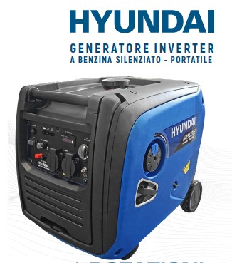 GRUPPO ELETTROGENO HYUNDAI(INV.SIL) 3KW 65151H3750IE BENZINA AVVIAMENTO ELETTR.
