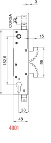 SERRATURA CIPIERRE BUNKERLOCKS 4001 C/CILINDRSENZA CONTROPIASTRA E S/SCROCCO