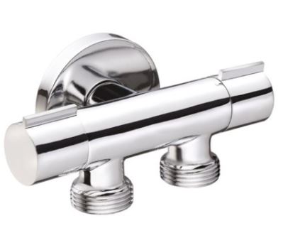 RUBINETTO LAVATRICE *DOPPIO ATTACCO* *EGO*   D'ARREDO SALVASPAZIO OTTONE CROMO 1/2