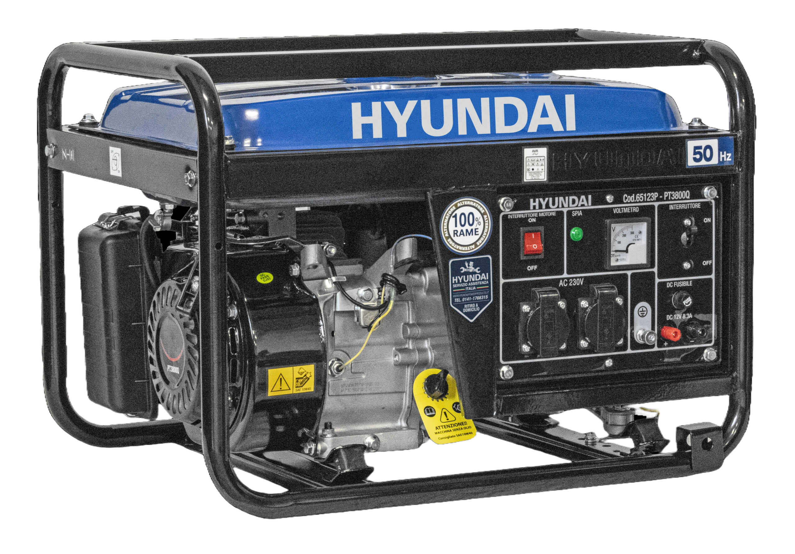 GRUPPO ELETTROGENO HYUNDAI KW.3 PM PT3800Q   BENZINA AVVIAMENTO MANUALE 220VOLT CD.65123