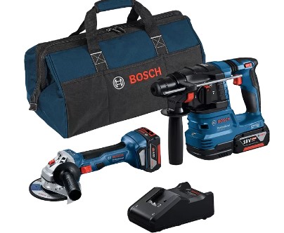KIT BOSCH 2PZ GWS 18V-7 + GBH 18V-22         CON 2 BATTERIE DA 4 E CARICAB. GAL 18V-40