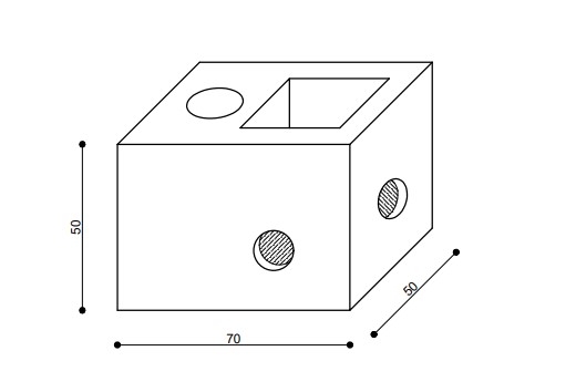 POZZETTO PORTA PALO  50X70XH.50 EST.         CON POZZETTO INT.30X30 X PALO (MT 3)F.TERRA