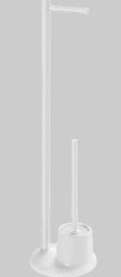 PIANTANA C/PORTAROTOLO E SCOPINO WC *MAMMOLO*ACCIAIO INOX BIANCO D.20 X P.20 X H77,3CM