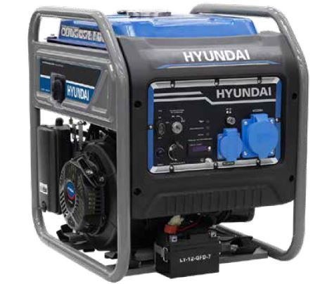 GRUPPO ELETTROGENO HYUNDAI(INVERTER) 5,5 KW  220V 65350 BENZINA AVVIAMENTO ELETTR+STRAPPO