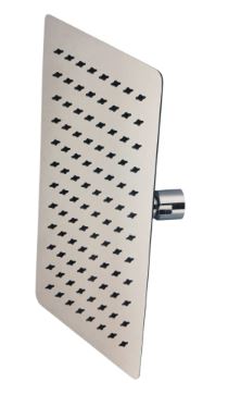 SOFFIONE DOCCIA *RETTANGOLARE 30X20 SLIM 2MM*ACCIAIO INOX 304 CON GIUNTO SFERICO IN OTTONE