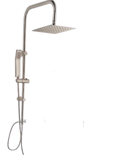 COLONNA DOCCIA *QUADRO D.200 SLIM 2MM* CROMO ACCIAIO INOX 304 CON DEVIATORE ACQUA OTTONE