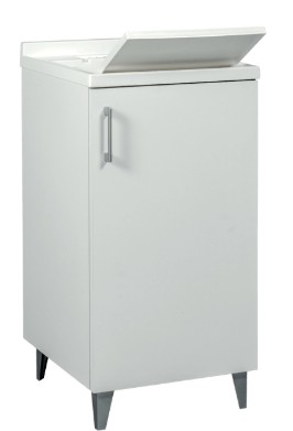 LAVATOIO *IN LEGNO WOODY TOP * L.45XP.50 H.901 ANTA COLORE BIANCO C/SIFONE E COPRIVASCA DI