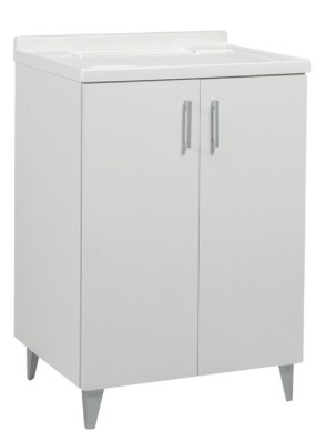 LAVATOIO *IN LEGNO WOODY TOP * L.60XP.50 H.902 ANTA COLORE BIANCO C/SIFONE E COPRIVASCA DI