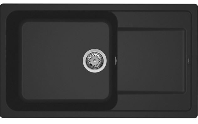 LAVELLO LIFE 410 - 1 VASCA+GOCCIOLATOIO REVERGRANITEK NERO 86X50 COMPLETO DI PILETTE E