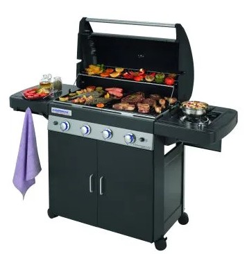 BARBECUE *4 SERIES LS D* 2 RIPIANI+FORNELLO  COTTURA 4 BRUCIATORI IN ACCIAIO SUPERFICIE