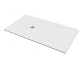 PIATTO DOCCIA 70X100 MARMORESINA BIANCO H.3CMCON PILETTA RIBASSATA E COPRIPILETTA