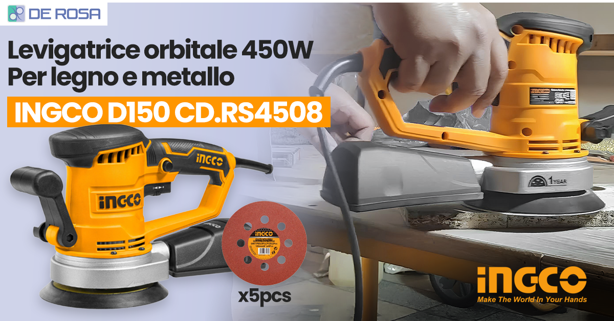 Levigatrice rotorbitale INGCO 450W per risultati professionali