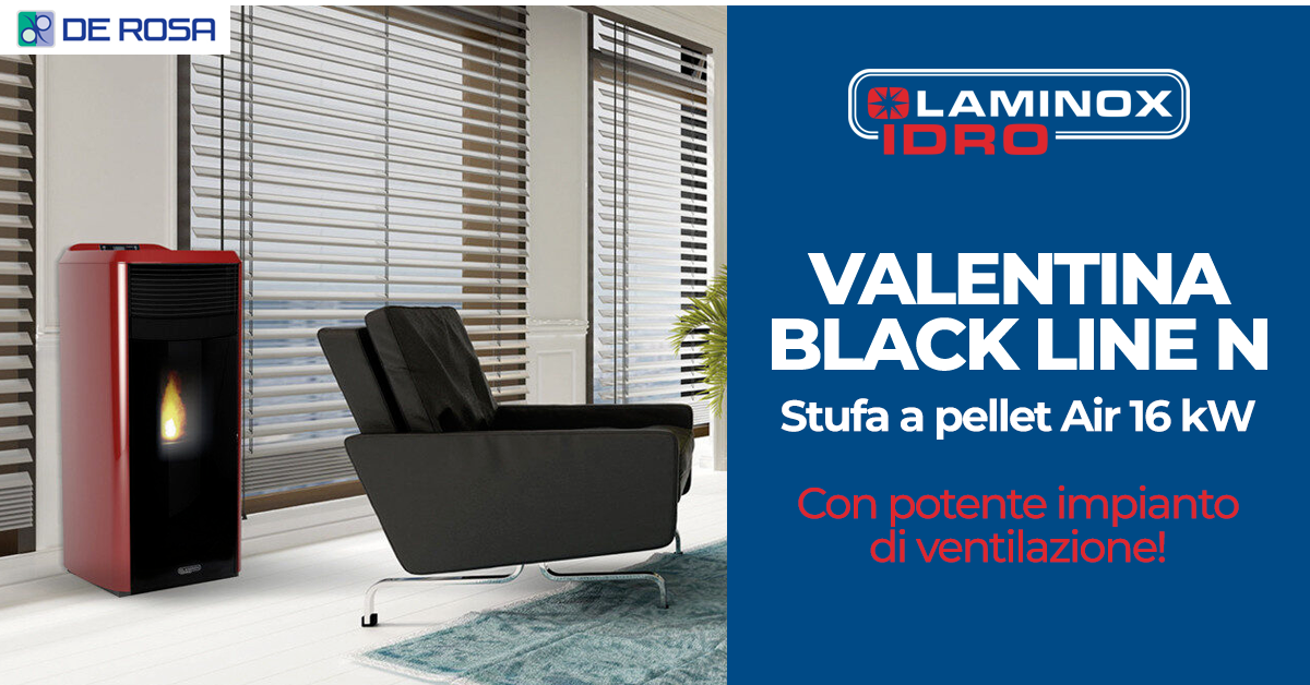 Scopri in esposizione la stufa a pellet ad aria Laminox Valentina Air Black Line