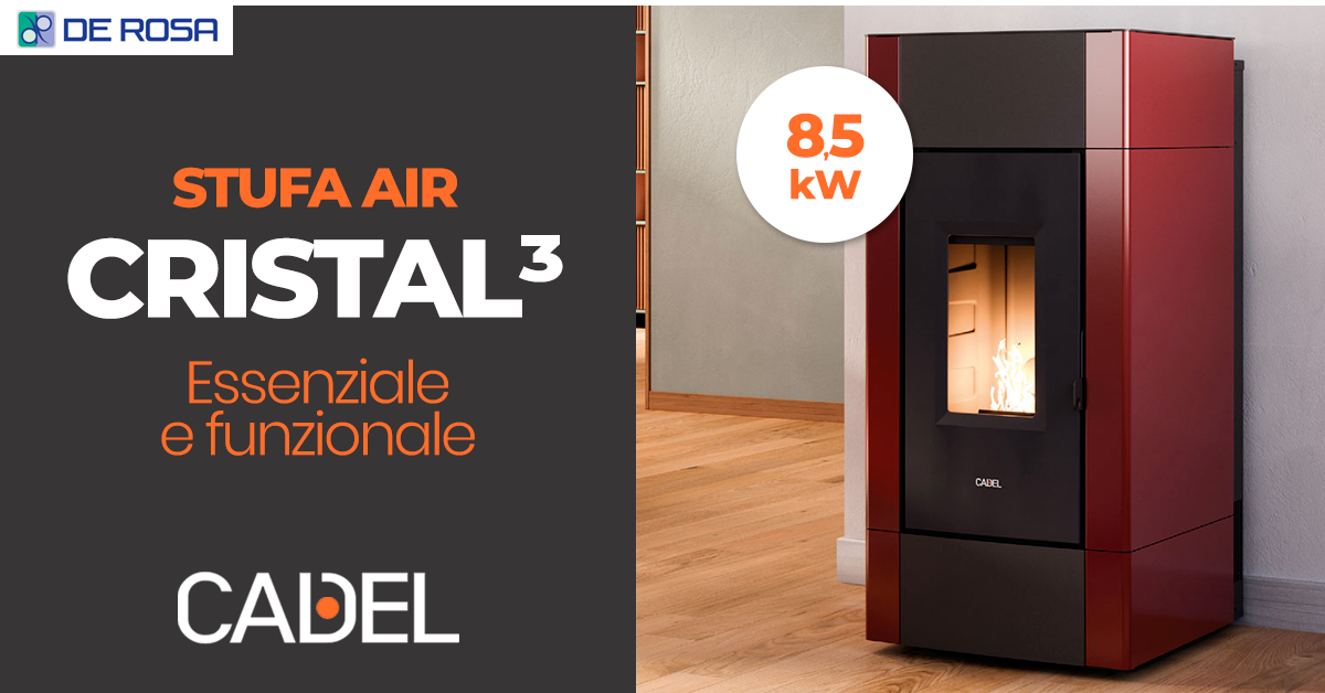 Stufa a pellet Cadel Cristal 3 8,5 kW: efficienza e controllo smart per la casa