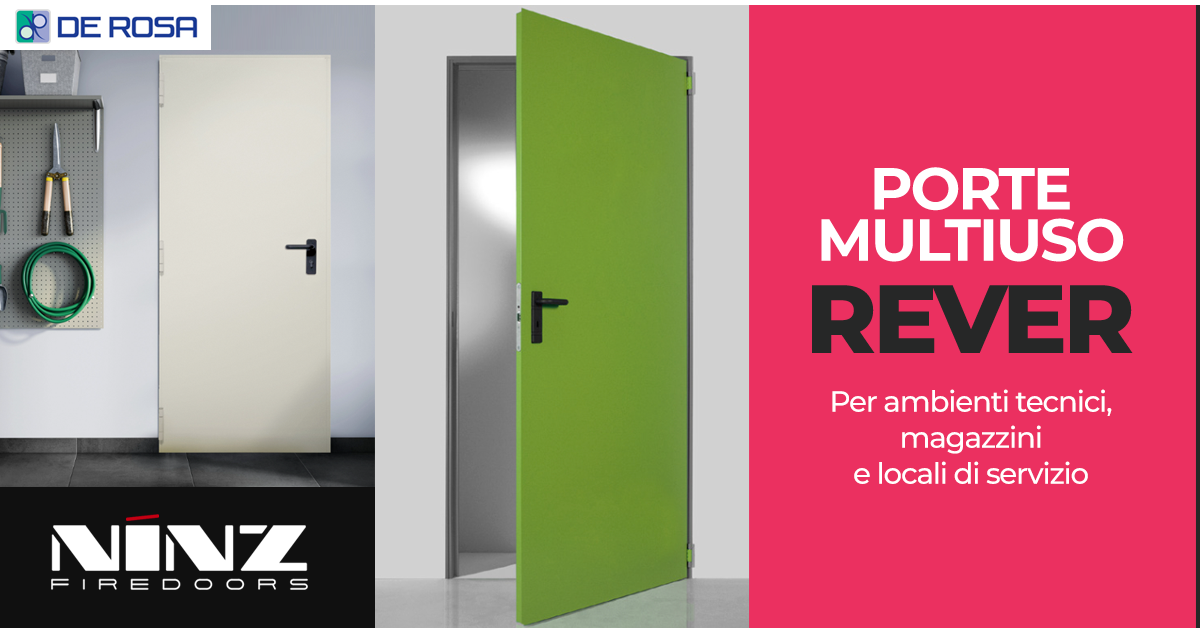 Porta multiuso Rever: soluzione reversibile in acciaio per ambienti tecnici